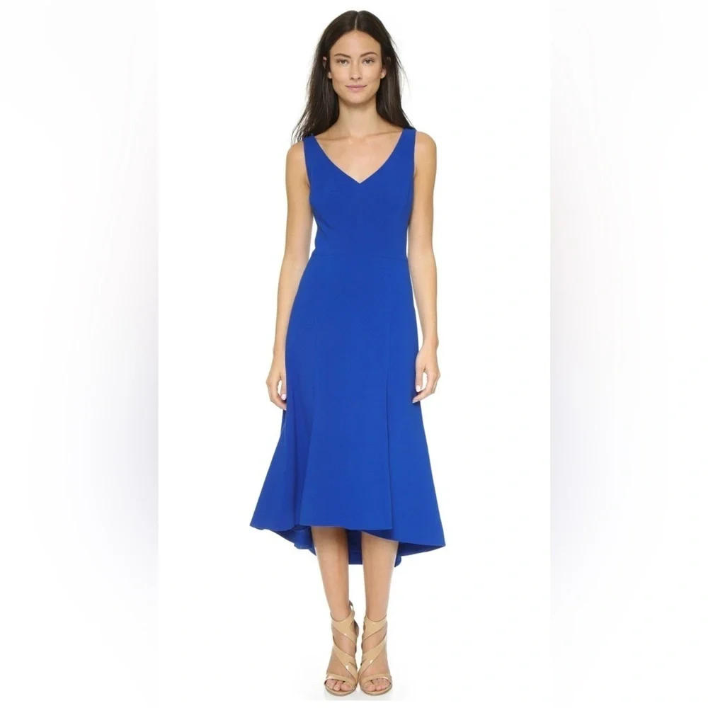 black halo blue dress Black Halo Jackie O Belted Dress